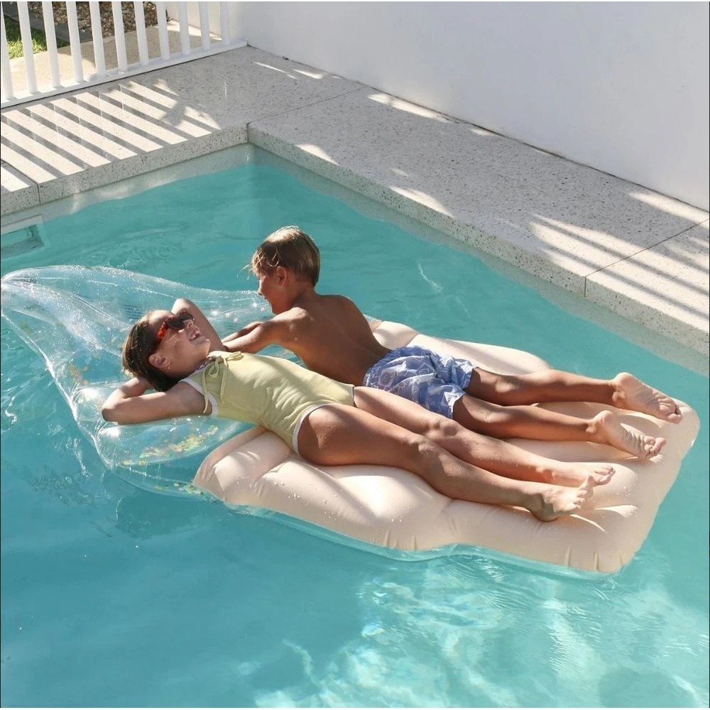 SunnyLife Ice Cream Sunday Luxe Lie On Float Inflatable Pool Lake Glitter Raft - Picture 7 of 9